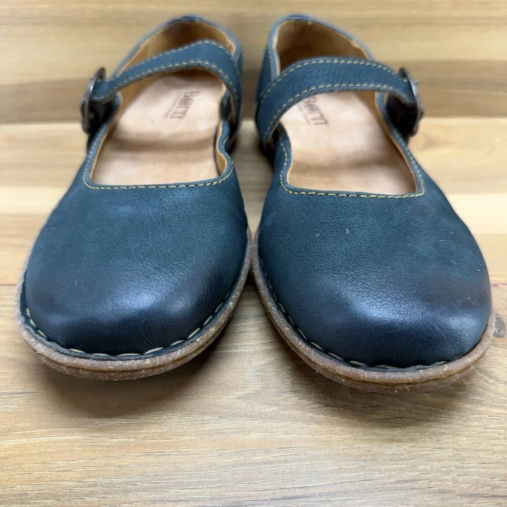 BORN Naomi Mary Janes Womens 9.5 M Sailor Blue Nubuck Flats Buckle Comfort - Picture 4 of 11